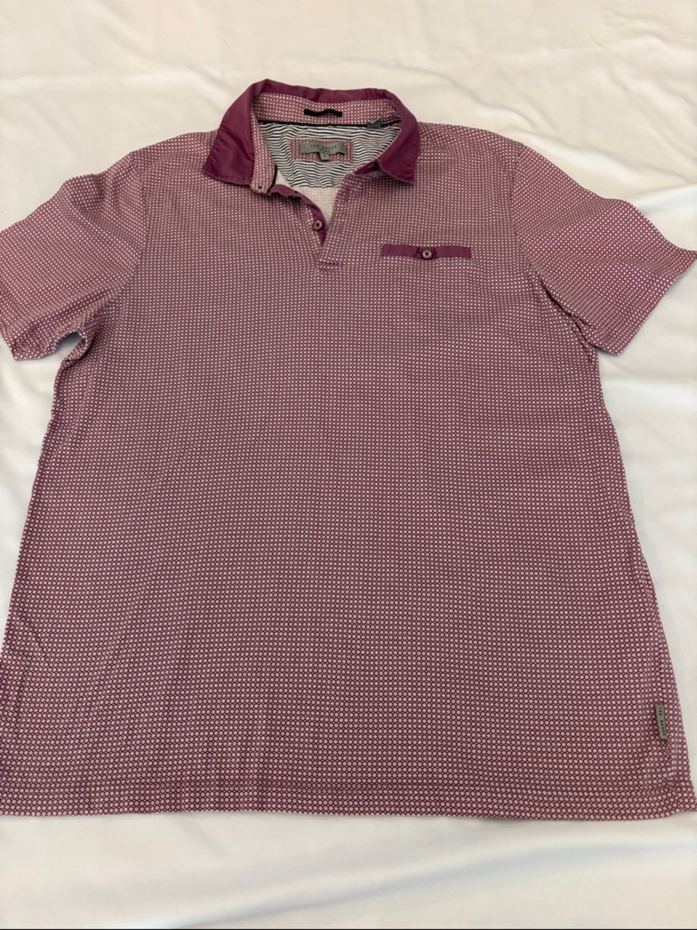 Ted Baker Men's Dusty Rose Micro-Pattern Polo shirt - Small